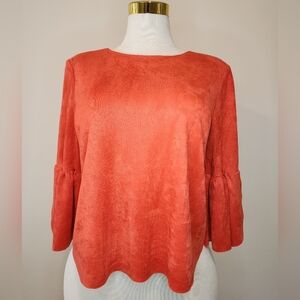 Do+Be Beautiful Coral Suede Bell Sleeved Top